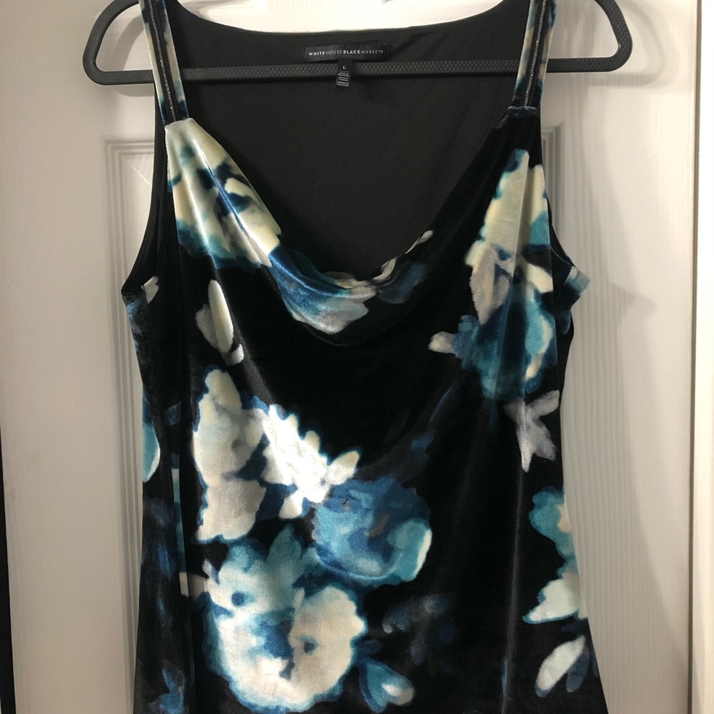 White House Black Market Velvet Floral Cami Drape